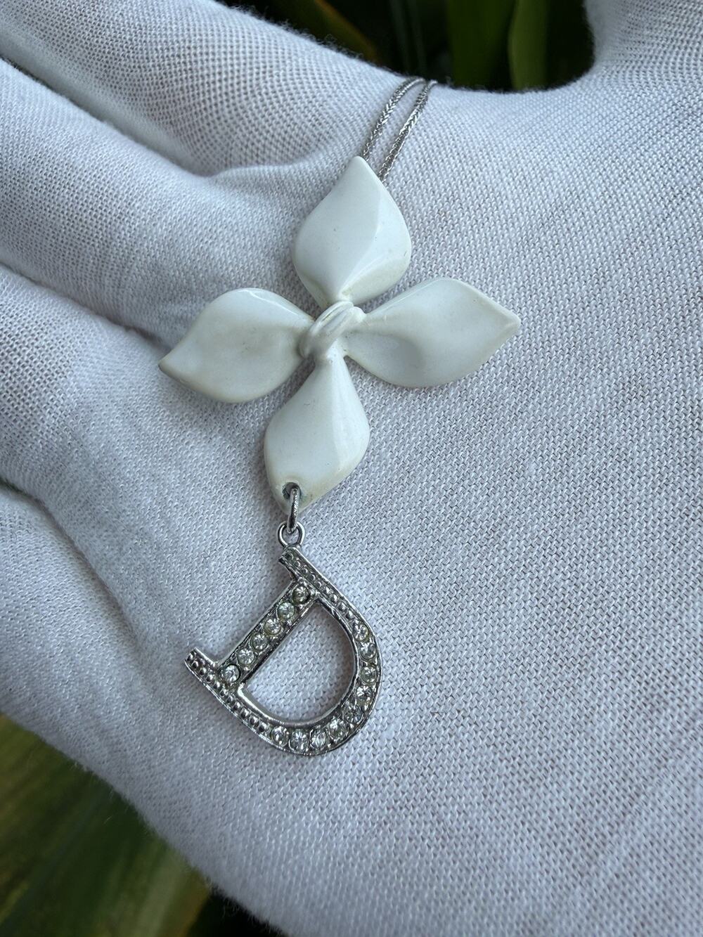 Vintage Christian Dior Authentic Girly Flower D Crystal Pendant Charm